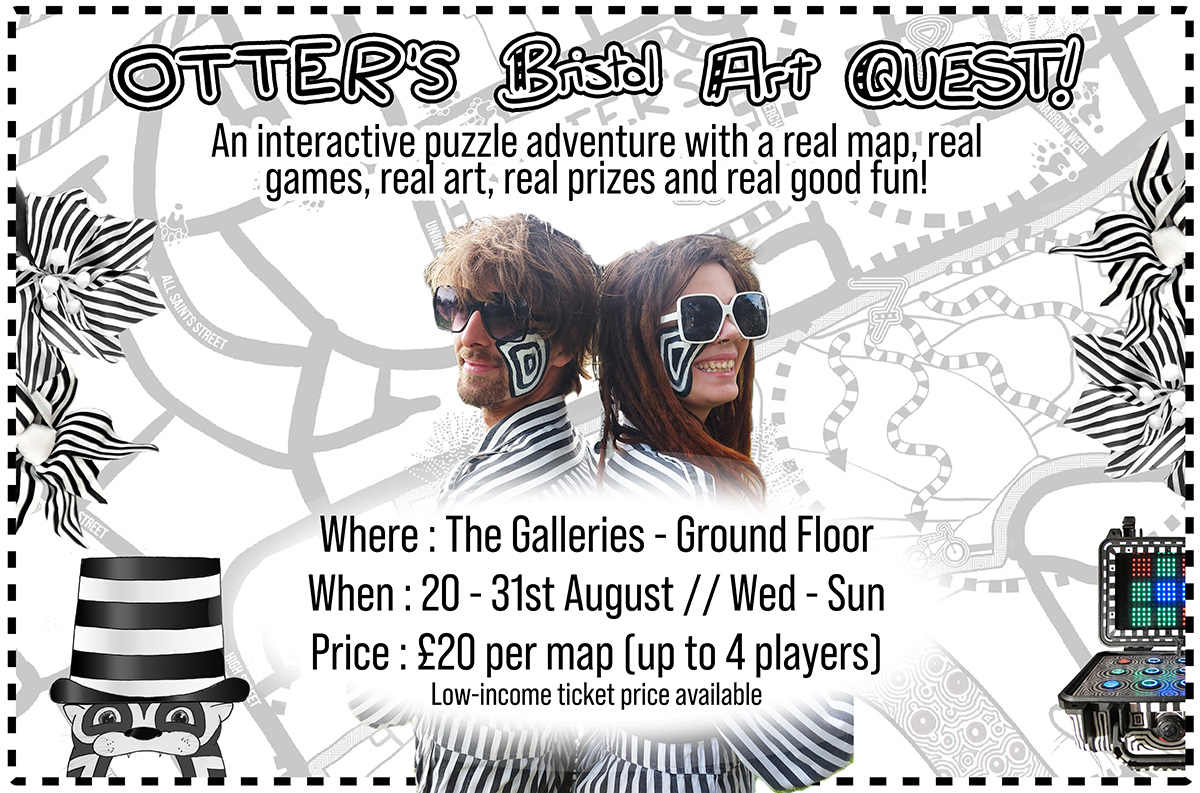 OTTERs Bristol Art Quest poster - Interactive puzzle adventure, scavenger hunt in bristol city centre - August 2025